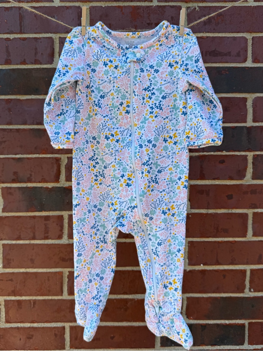 Carter's Pink Multi Floral Footed One-Piece